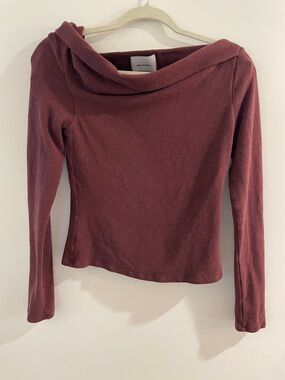Reformation Off-Shoulder Long Sleeve Sweater - Burgundy Plum